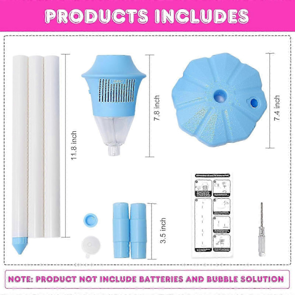 Automatisk Bubbelmaskin med Ställ, Ljus & Musik - 20 000+ Bubblor Utomhus Bubbelblåsare för Barn, Småbarn, Bröllop & Födelsedagsfester Bundle