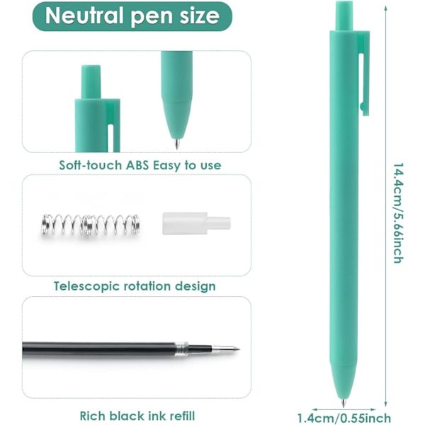 Tilbagetrækkelige Sorte Gelblækpenne, 5 stk. 0,5 mm Spids Rullepenne Fine Kuglepenne Sort Blækpenne Glatte Skrivepenne