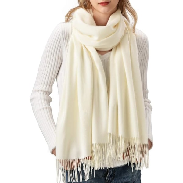 Kvindes Cashmere Sjal Pashmina Shawl Wraps 78\"x28\" Ekstra Stor Cashmere Sjal til Vinter Cream