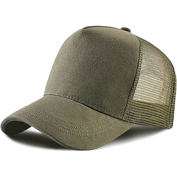 5 Panel Baseball Caps, Mesh Caps, Justerbar Snapback, Mesh Ensfarvet Unisex Ejercito verde