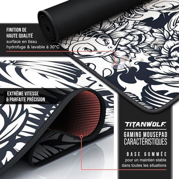 XXL Gaming Musematte 900x400mm, Musematte, Ekstra Stor Stoff Gaming Skrivebordsmatte, Sklisikker Base