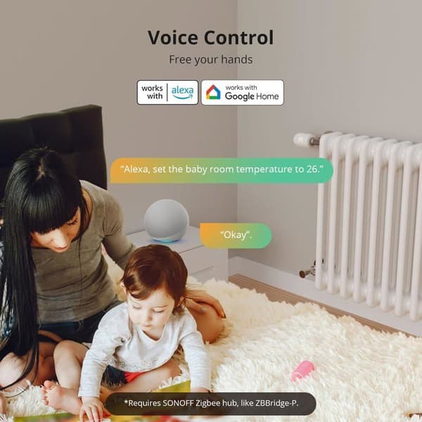 Smart sammenkoblet termostatisk radiatorventil, kompatibel med ZigBee 3.0, stemmestyring, etc.