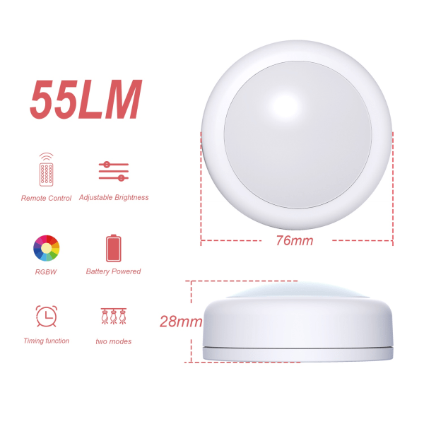 LED-valaisimet 6 kpl, 2 kaukosäädintä, RGB-suunnittelu, useita värejä, valkoinen