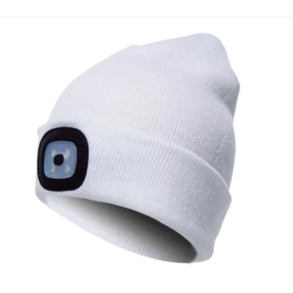 Hat med LED-lampe - Hvid Hvid one size