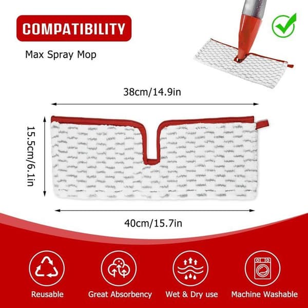 5-delt påfyllingssett for Vileda Spraymopp, 2-i-1 gjenbrukbare mikrofiberputer for Vileda 1-2 Max Spraymopp påfyll
