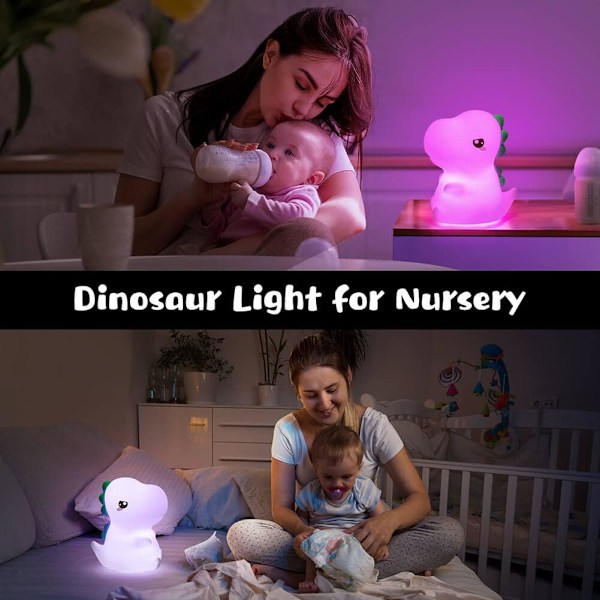 Dinosaur Natlampe til Børn【Fjernbetjening】 Baby Natlampe, Dæmpbar Dinosaur Lys, Genopladelig Natlampe til Børn, Silikon Dinosaur Gave Julegaver