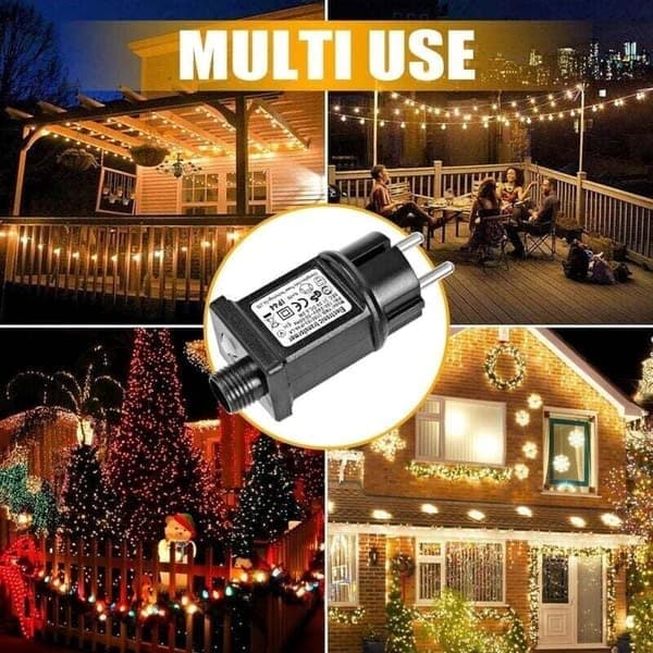 2-delt 31V 6W LED-transformator med 8 moduser, timerfunksjon, IP44 lavspenningsdriver for julebelysning