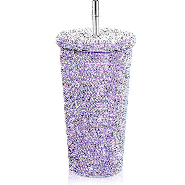 Bling Diamond Tumbler Glitter Vattenflaska Med Lock Purple