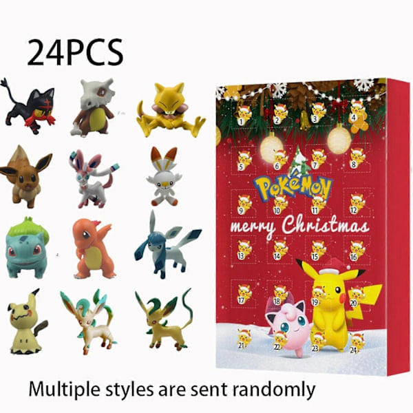 Pokemons Blind Box Pikachus Psyduck Anime Figur Modellleketøy Samling Julekalender Blin