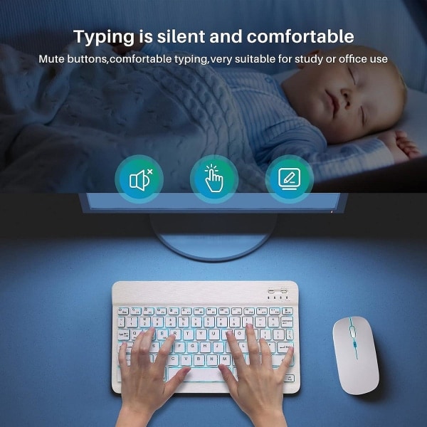 Bluetooth-tastatur og mus-kombination Genopladeligt trådløst tastatur og mus
