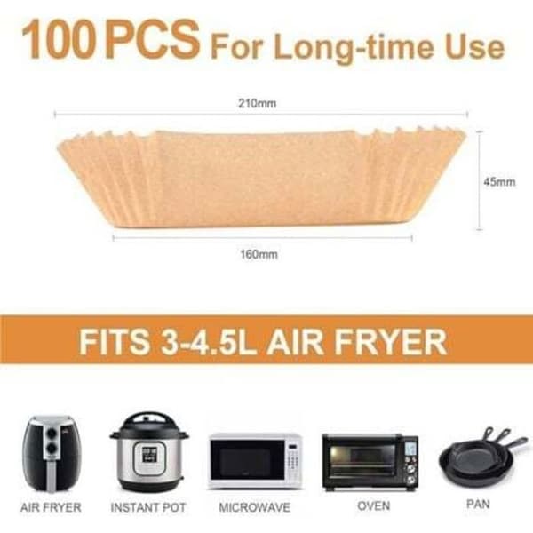 Air Fryer Bakplåtspapper, 100 stycken 16 cm Air Fryer Bakpappersfoder, Engångs Non-Stick Oljefritt Papper