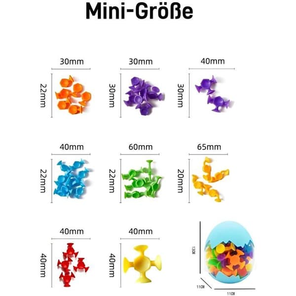 Sugekopp badeleker - 48 deler, silikon, sensorisk, antistress - Egnet for barn ≥3 år, konstruksjon