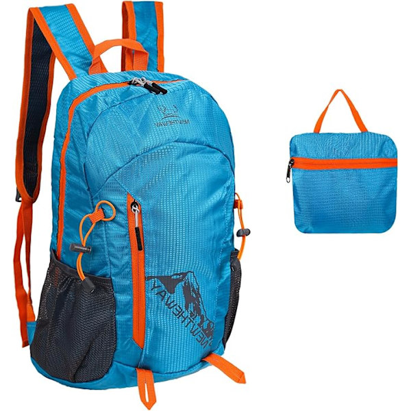 20L Sammenleggbar Ryggsekk Ultralett Bærbar Ryggsekk Lett Sammenleggbare Ryggsekker Vanntett Multifunksjonell Ultralett Sammenleggbar Ryggsekk Camping Light Blue Rainbow