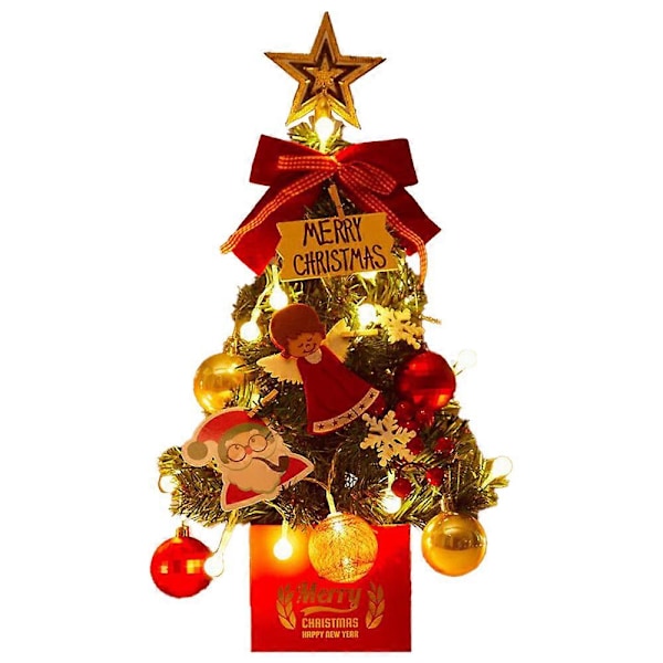 Julgran för skrivbord Mini Julgransprydnader Juldekorationer för Bord och Bänk (Röd)