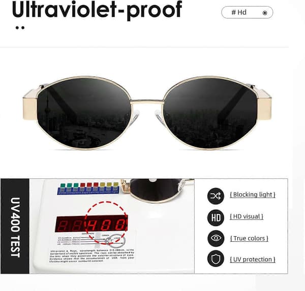Retro Ovale Solbriller Kvinder Mænd Mode Solbriller Klassiske Nuancer Gold and Blue