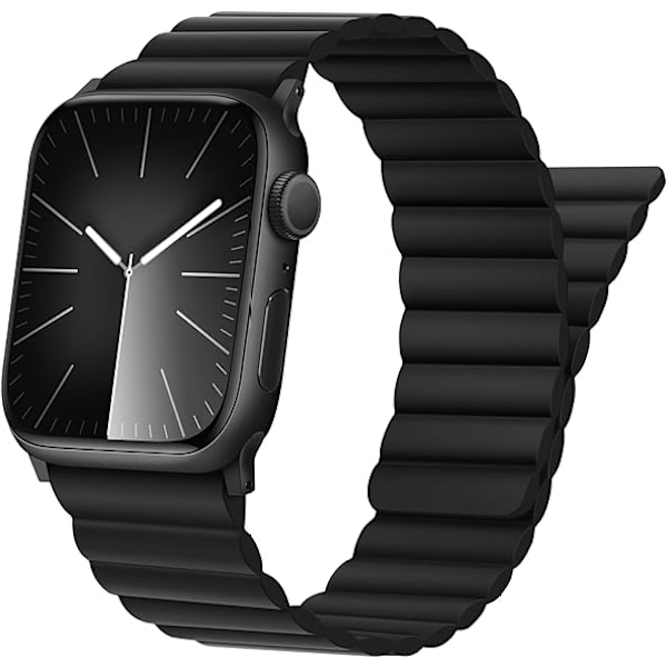 Magnetiske Remme Kompatibel med Apple Watch Rem, Silikonbånd med Magnetisk Lukning til Mænd og Kvinder Black 42/44/45/49mm