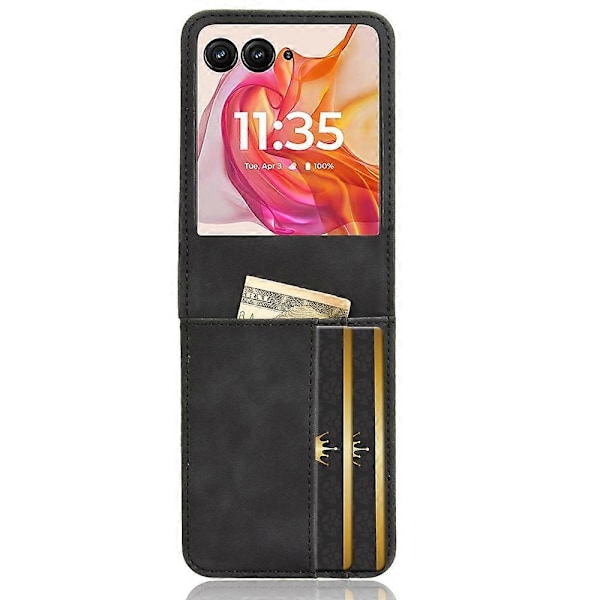 Læder Telefon Cover til Motorola Razr 50 Ultra Black