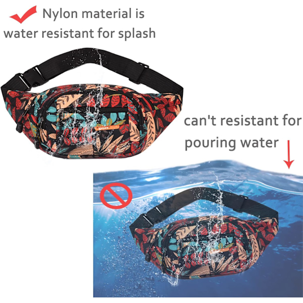 Vyötärölaukku Vyölaukku Fanny Pack Naisille Unisex Punainen Vyötärölaukku 4 Vetoketjullisella Taskulla Säädettävä Vyö Vedenkestävä Vyötärölaukku