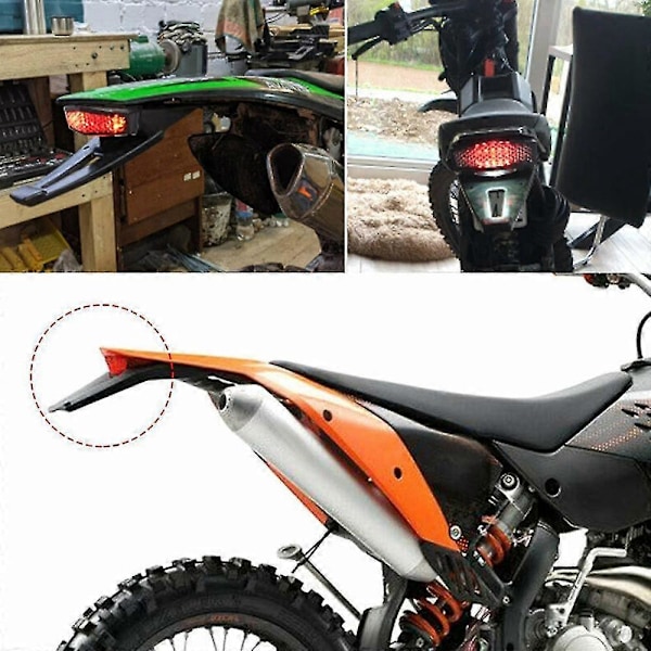 5 I 1 Motorcykel LED Blinklys Stop Baglygte Bremse Lys Nummerplade Universal Rød