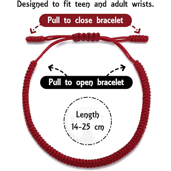 Håndlaget Tibetansk Lykke Armbånd for Kvinner, Menn, Tenåringer, Justerbar Størrelse Vennskapsgave Håndlaget Tau Flettet Chakra Armbånd Dark Red