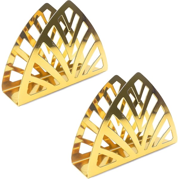 Sett med 2 trekantede serviettholdere i rustfritt stål til kjøkkenbenk spisebord gull gull