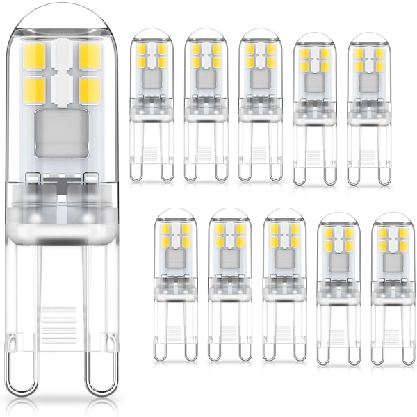G9 LED-pærer 1,5W svarende til 20W Halogen Cool White Light 6000K, AC 220-240V, Ikke dæmpbar, Mini-pære, flimmerfri, pakke med 10-