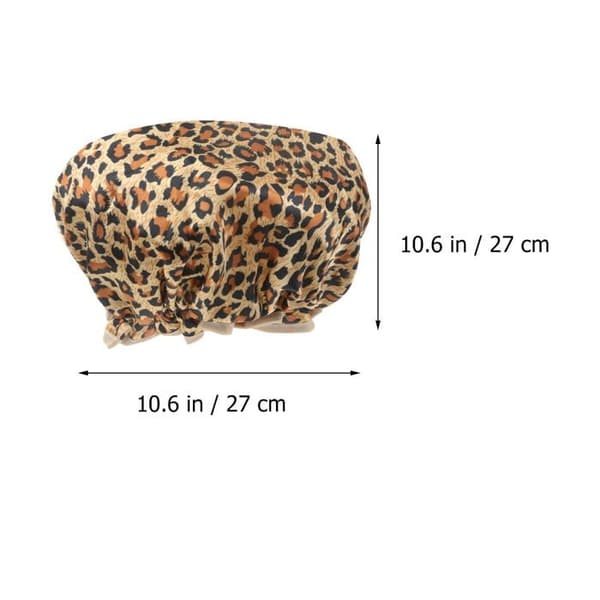 PEVA duschmössor - 2 stycken, dubbla lager, vattentäta och elastiska - Leopardmönster - Lämpliga för hårskydd