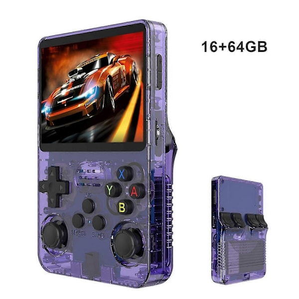 R36S Retro Videospil Konsol Bærbar 3.5\" IPS Skærm Håndholdt Spillekonsol Linux System Hurtig Purple
