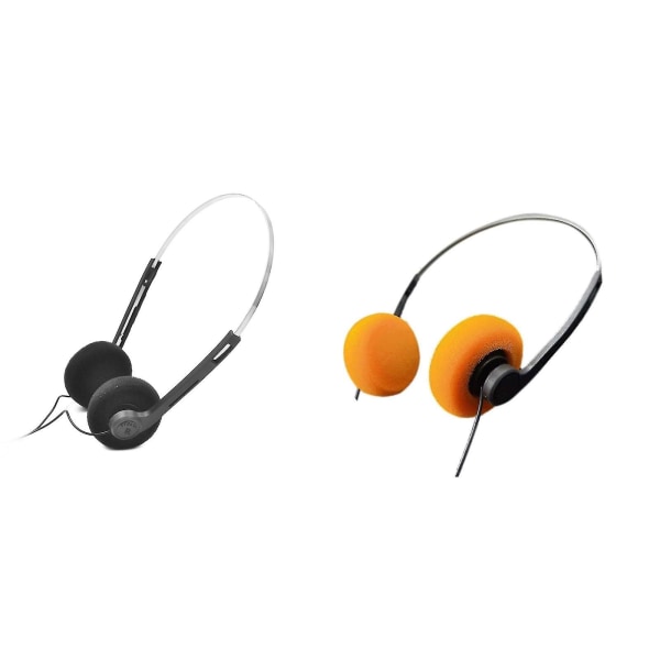 Hovedtelefoner Kablet støjisolerende over øret, stereoheadset med ledning med mikrofonlydstyrke Orange