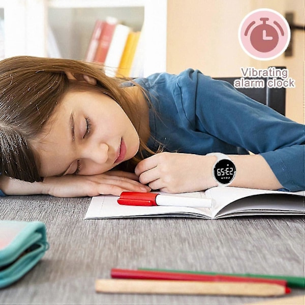 Barnklocka, Digital Klocka Kompatibel Med Pojkar Flickor, Sportklocka Med Fitness Tracker, Väckarklocka, Stoppur, Ingen App Och Vattentät, Klocka Kompatibel 39-White-A