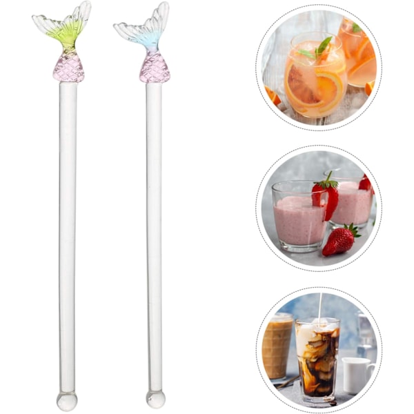 2 stk. Swizzle Stick Glass Oliven Jente Hjerte