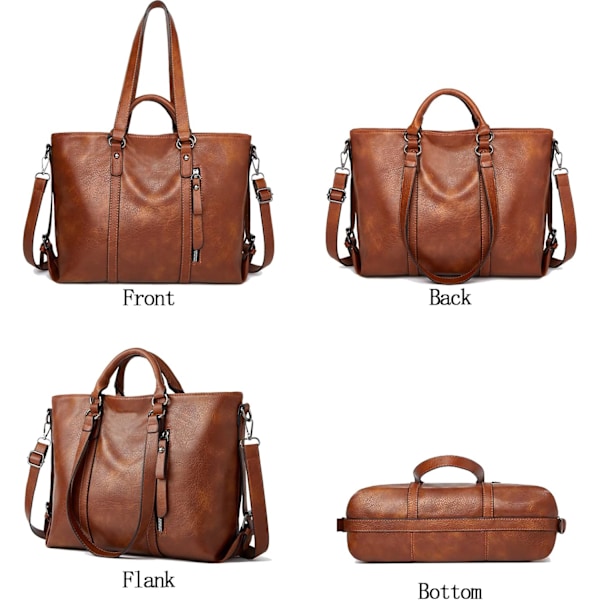 Damhandväskor, Retrostil Mjuka Läder Väskor, Mode Crossbody Väskor, Stor Storlek, Svart Estilo 1 Marrón 13.5 inch