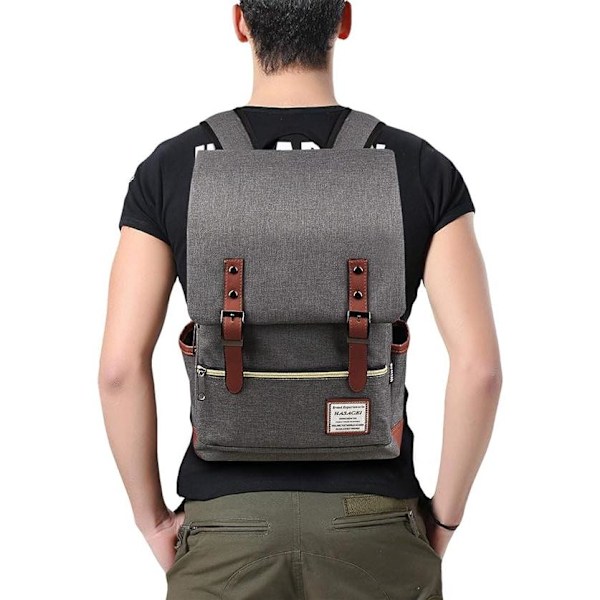 Unisex Retro Casual Skoletaske, Rejse Laptop Rygsæk, Tablet Rygsæk (Grøn) (Pakke med 1)