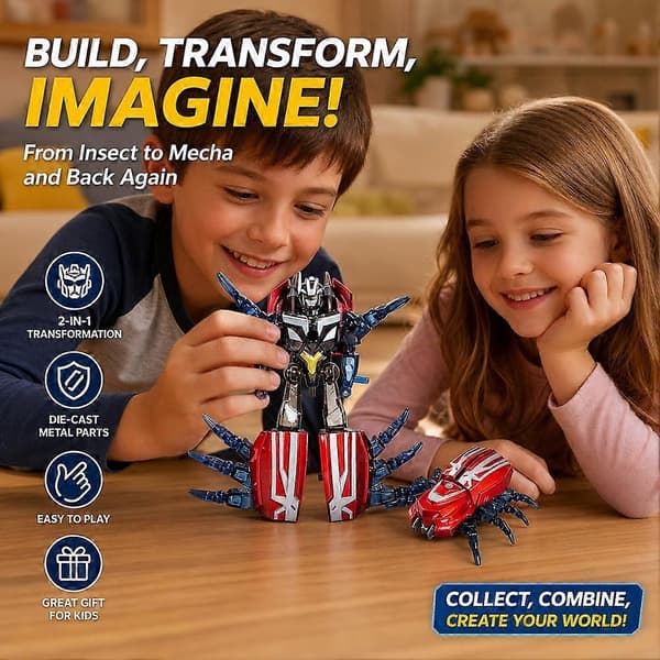 Transformerende Insekt Robot Legetøj med Dynamisk Transformation 2-i-1 Insekt- og Robotforsvarer-tilstande beetle 1pcs