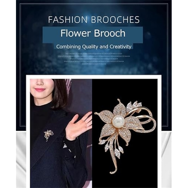 Blomsterbrosche med Krystal Rhinestone Blomsterbrosche til Kvinder Perlebroscher Corsage Østrigsk Krystalbrosche Badge Nål