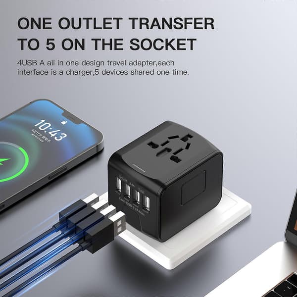 Reseadapter 2000W Snabb Internationell Strömadapter USB Reseadapter US UK EU AU Reseadapter Världsomspännande för Laptop blå