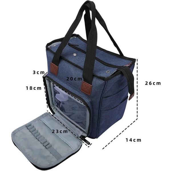 Stor kapacitet strikkegarn opbevaringstaske strikkepose opbevaring mulepose til uld opbevaring strikke taske opbevaring opbevaring tilbehør, blå