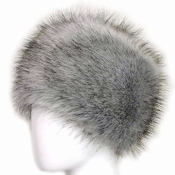 Dam Fluffy Faux Fur Rysshatt Lady Tjock Fluffy Skidmössa Vinter Varma Hattar Dark Gray