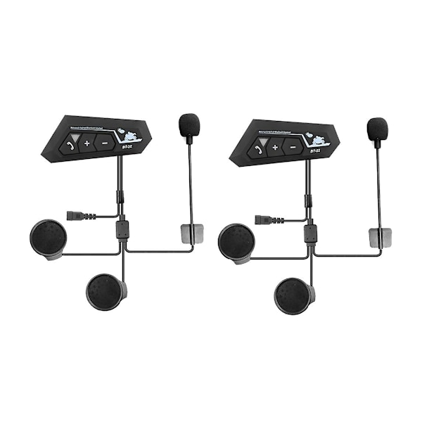2 Set Motorcykel 5.0 Bluetooth Hjälm Intercom Universell Parkoppling Hörlur Headset med CNC Brusreducering BT22