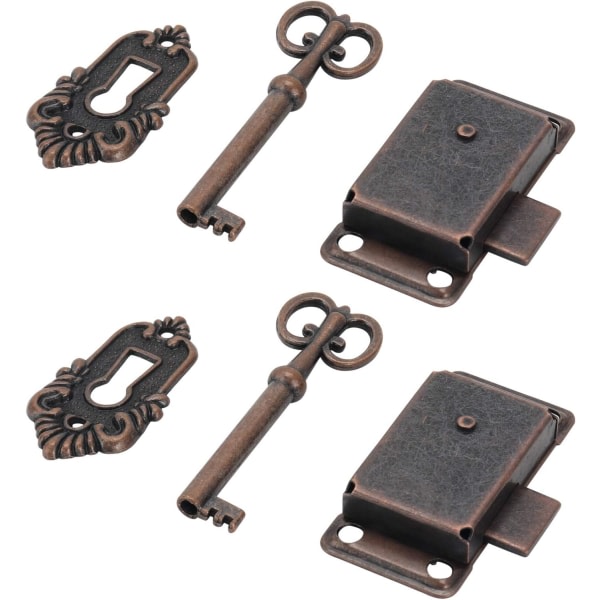 2ST Vintage skåpdörrlås med nycklar för skåp, skåp