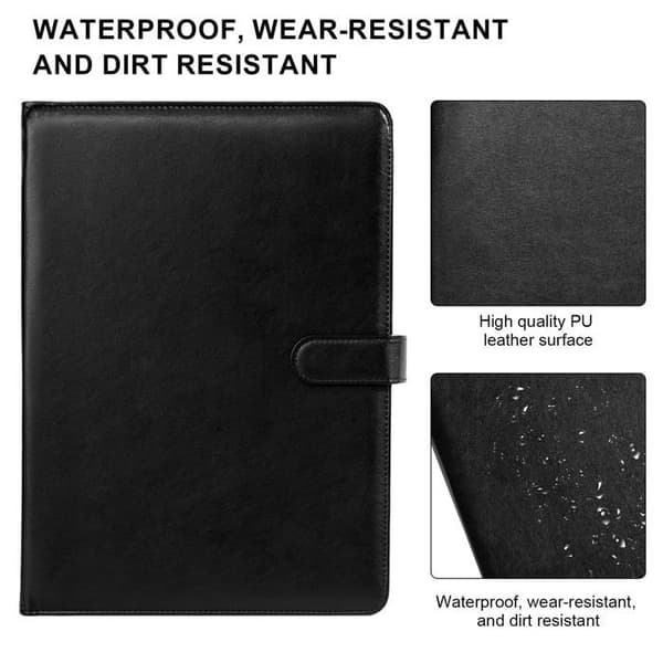 A4 Magnetisk PU Clipboard, Sort - 1, Sort, A4, Professionel Konference Pen- og Dokumentholder, Dokumentholder