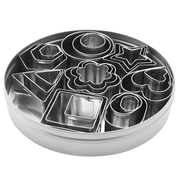 24 stk. Mini Kageforme Sæt, Forme til Kager, Rustfrit Stål, Konditori, Donut, Ler, Metal
