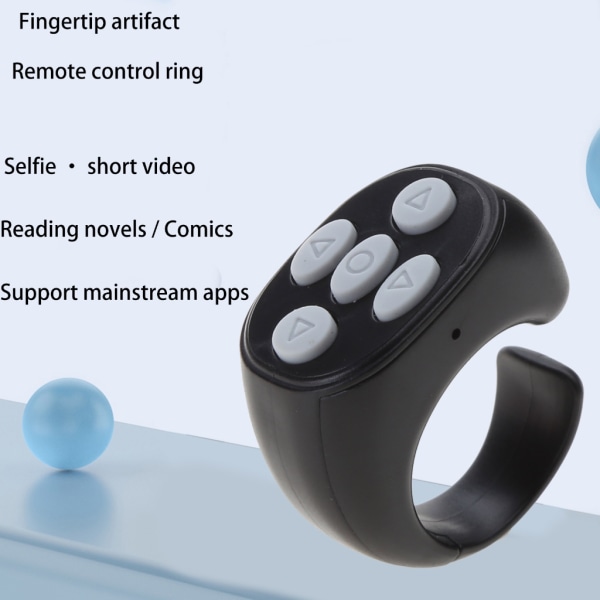 Kannettava sormella kääntörengas Mini Page Turner Matkapuhelimen kaukosäädin Bluetooth yhteensopiva videoohjain Valkoinen White