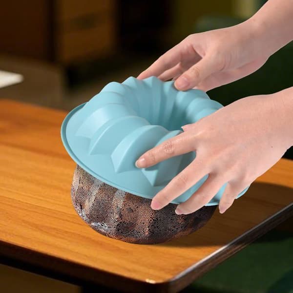 Set med 2 mini-sockerkaksformar, 6-håls räfflad form, non-stick, silikon, för bakning. (blå)
