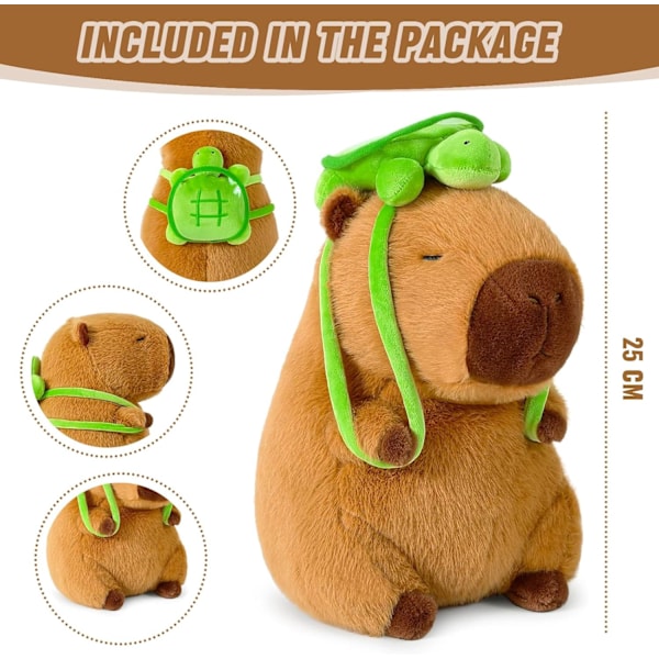 Capybara Plysjleker, Søt Capybara Plysj, Simulering Capybara Plysj med Skilpaddepute, Søte Capybara Plysjdukker, Plysj for