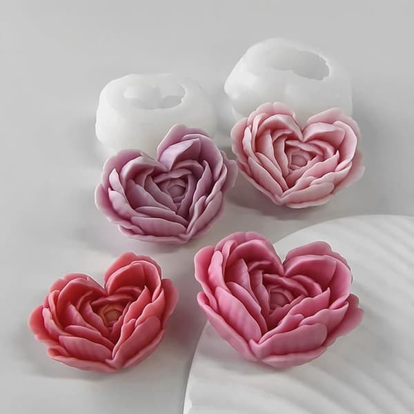 Sæt med 2 3D-blomsterforme til stearinlys - Silikoneforme til resin, boligindretning og lysestøbning