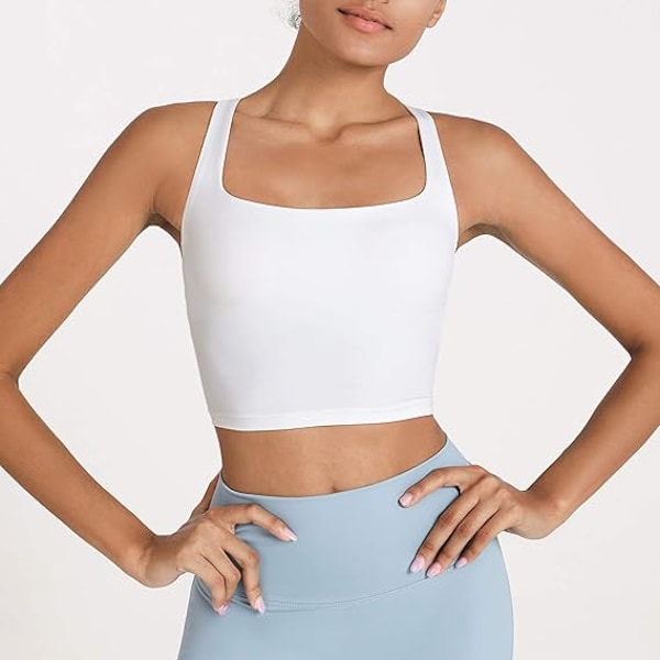 Stroppede Yoga Sports-BH'er til Kvinder med Polstring og Krydsryg Tanktop White XL