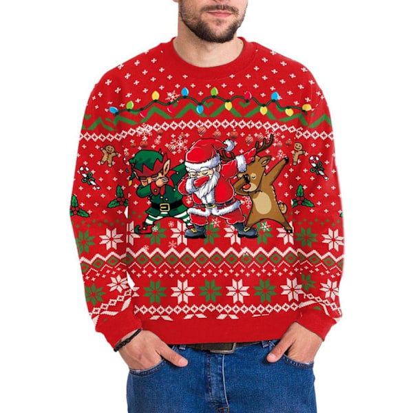 Julegenser Dame Stygg Julegenser Familie Juletopp Genser Rund Hals Vinter Julenissen Reinsdyr Snøfnugg Rojo - Papá Noel S