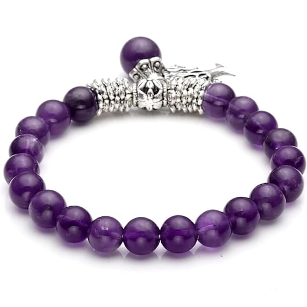 1 stk Livets Tre Strekk Armbånd Reiki Healing Krystall Edelsten Perler Armbånd, Fødselsstein Lykke Stein Smykker Amethyst