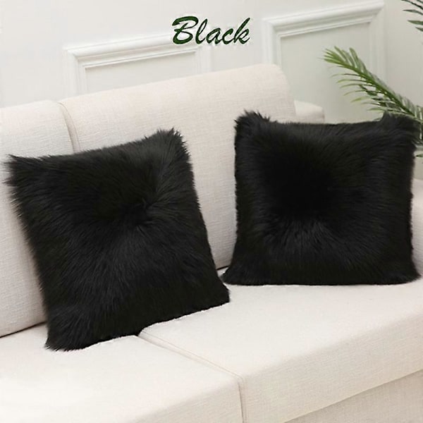 1 st Ryamatta Fluffig Örngott Kuddfodral Mjuk Fuskpäls Plysch 45x45cm black